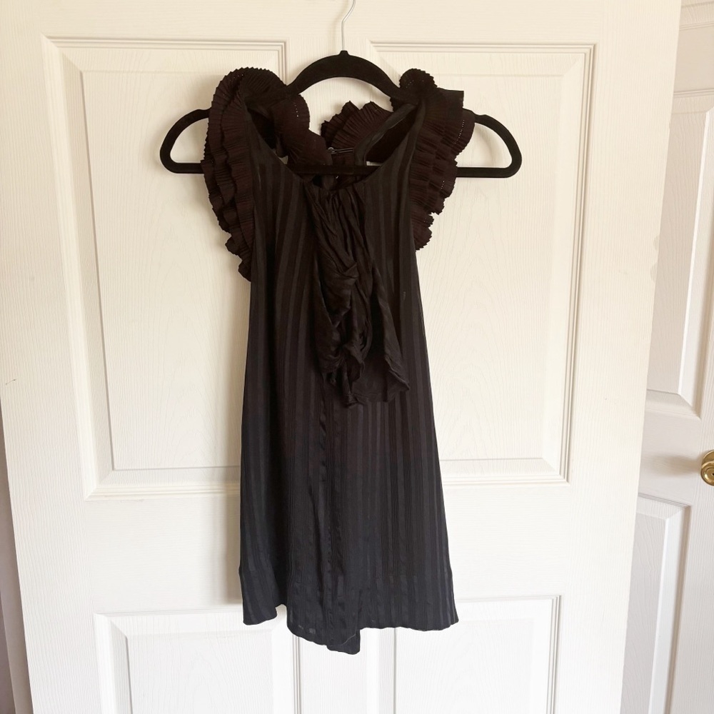 BCBG Black Backless Ruffle Shirt Size Small